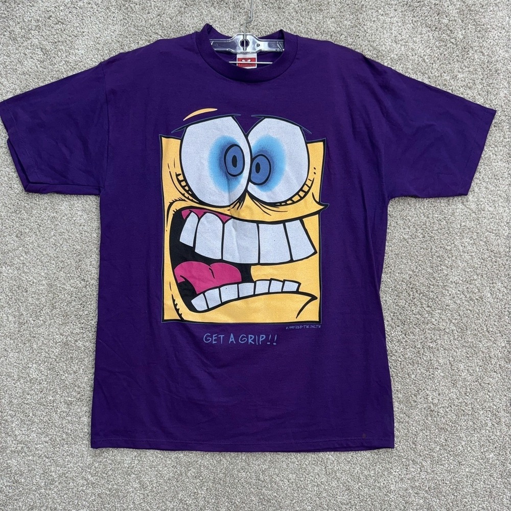 Face Offs Graphic T Shirt Mens L Purple 1997 Get A Grip Vintage Cartoon Tee‎
